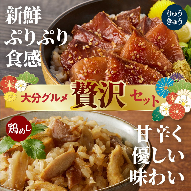 豊後贅沢セット 豊後水道の朝獲れりゅうきゅう4食 豊後の鶏めし5食