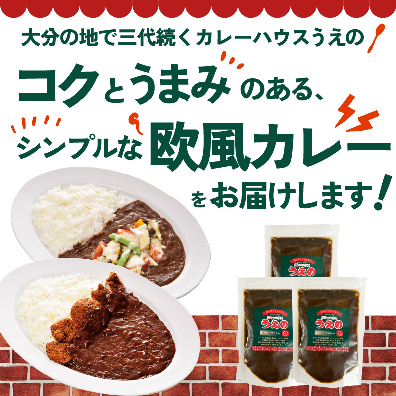 九州クラフト うえの焙煎ビーフカレー 冷蔵 3袋