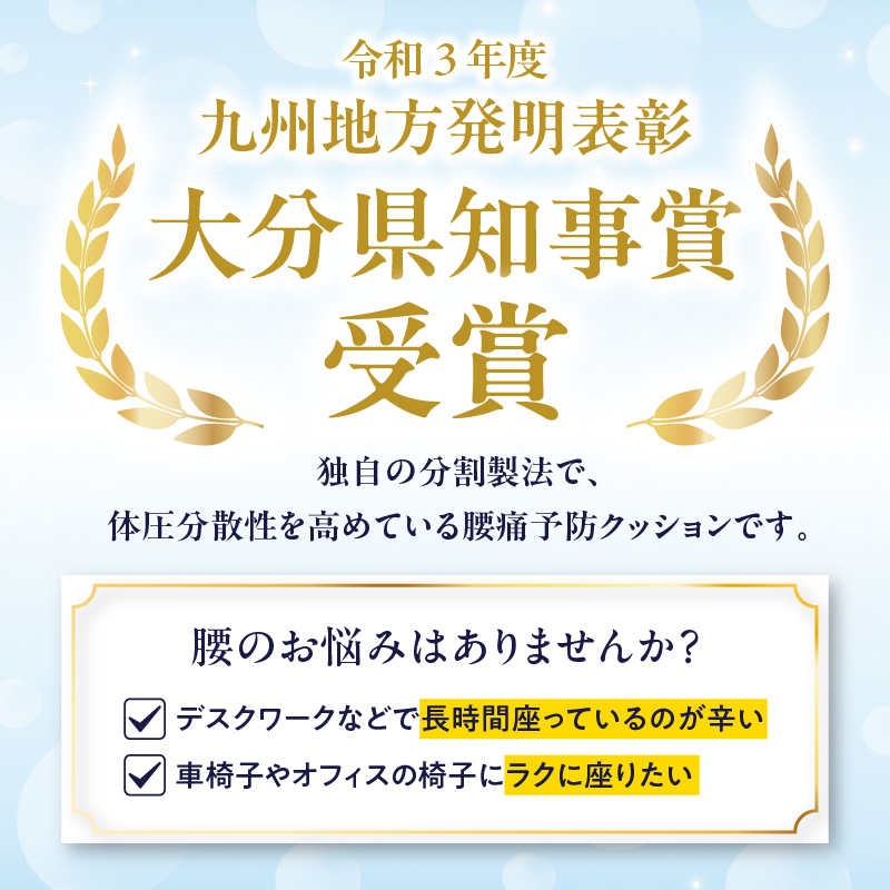 腰痛予防に！体圧分散 フォーケアクッションBasic　厚さ3㎝