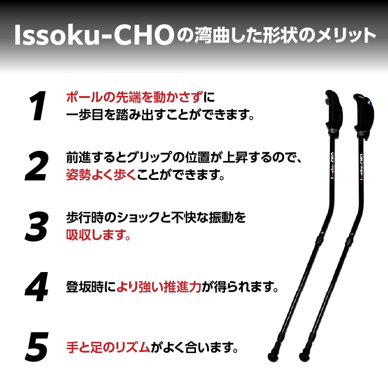 ウォーキング Issoku-CHO（1足長） WG オールブラック 2本1セット
