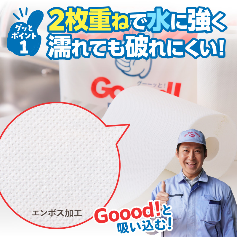 グッと吸い込むキッチンタオル100カット(6ロール×8パック)