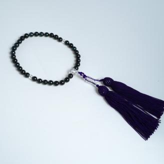 あこや本真珠念珠 真珠7-7.5mm　黒色真珠