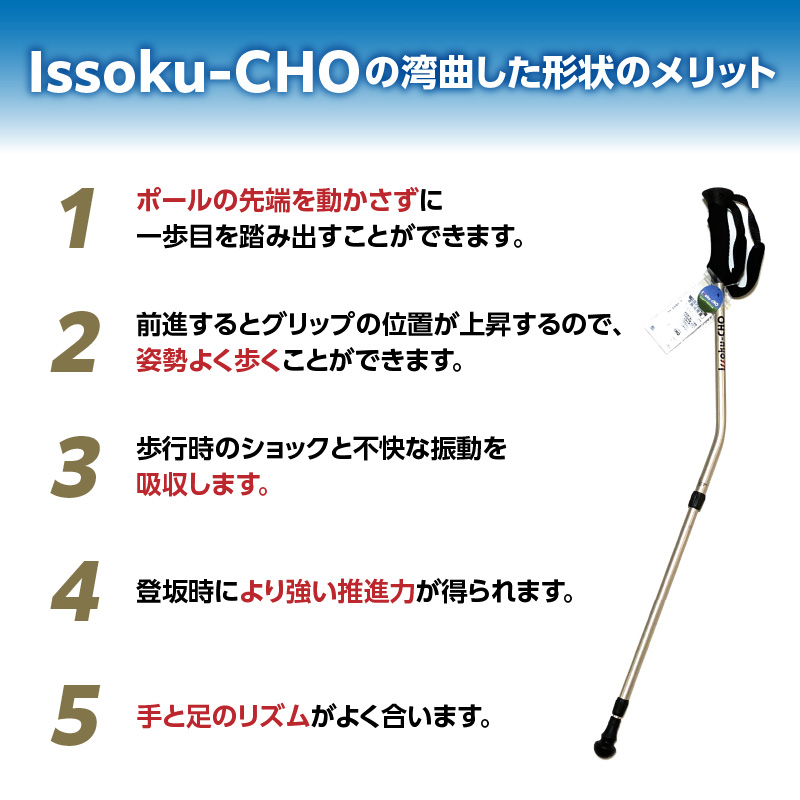 ウォーキングポール Issoku-CHO（1足長） シャンパンゴールド 1本