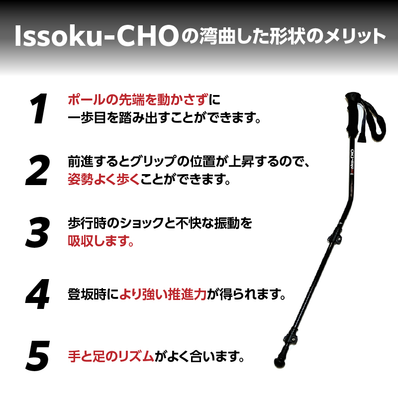 ウォーキングポール Issoku-CHO（1足長） CL（カムレバー式） オールブラック 2本1セット