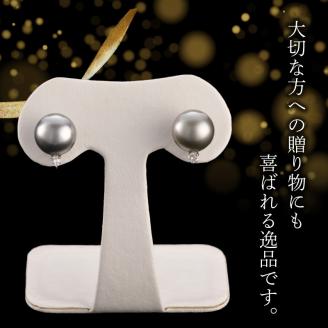 タヒチ真珠＆ダイヤモンドピアス　タヒチ真珠12mm　ダイヤモンド0.2ct K18ホワイトゴールド