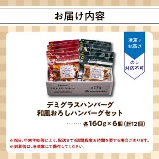 デミグラスハンバーグ・和風おろしハンバーグセット各160g×6個