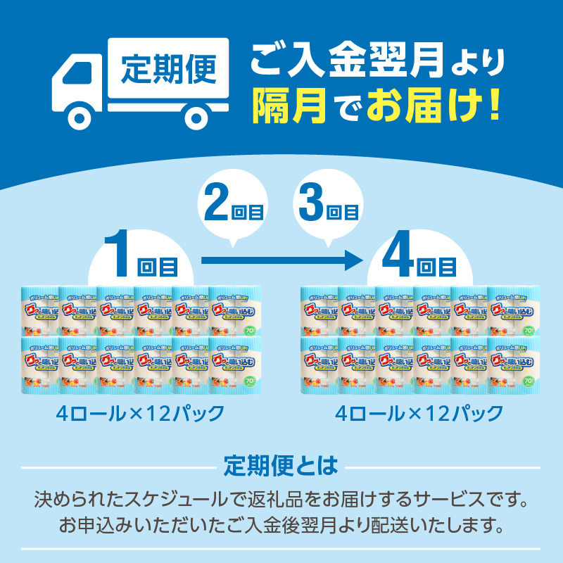 キッチンタオル70カット（4ロール×12パック）4回お届け定期便