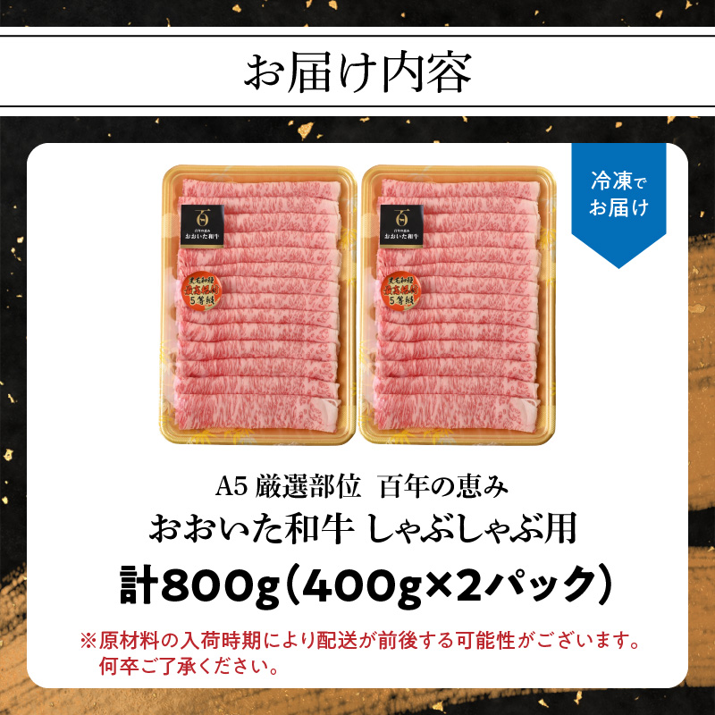 百年の恵み　おおいた和牛A5　しゃぶしゃぶ用【厳選部位】約800ｇ