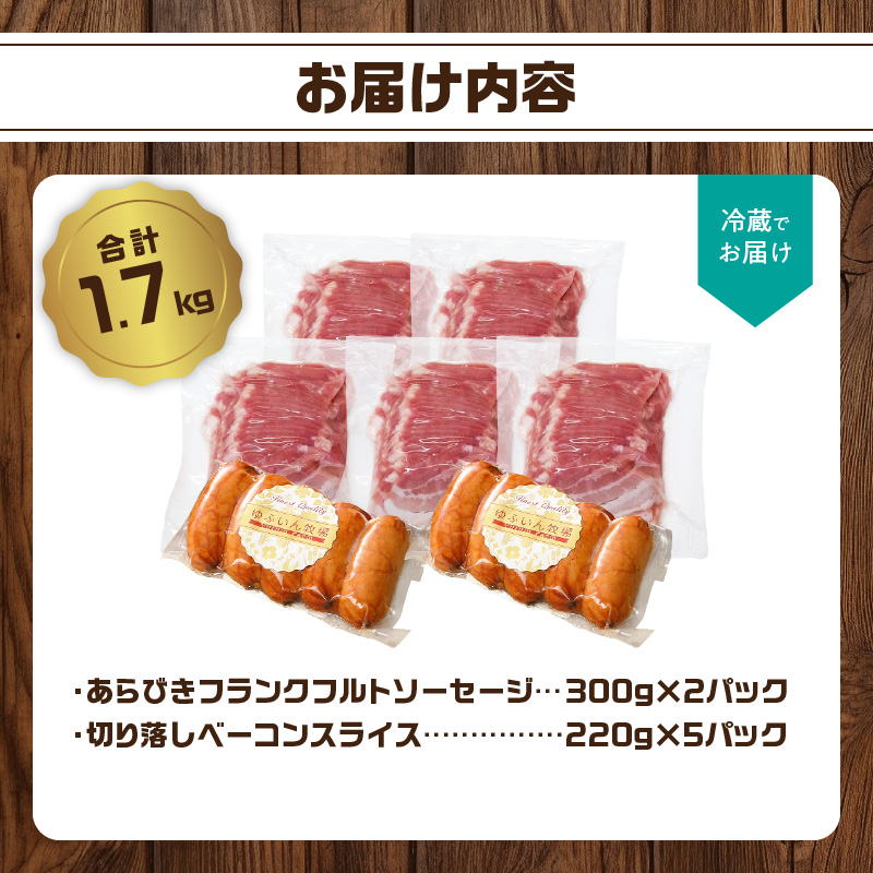 あらびきフランク＆切り落しベーコン1.7kgセット