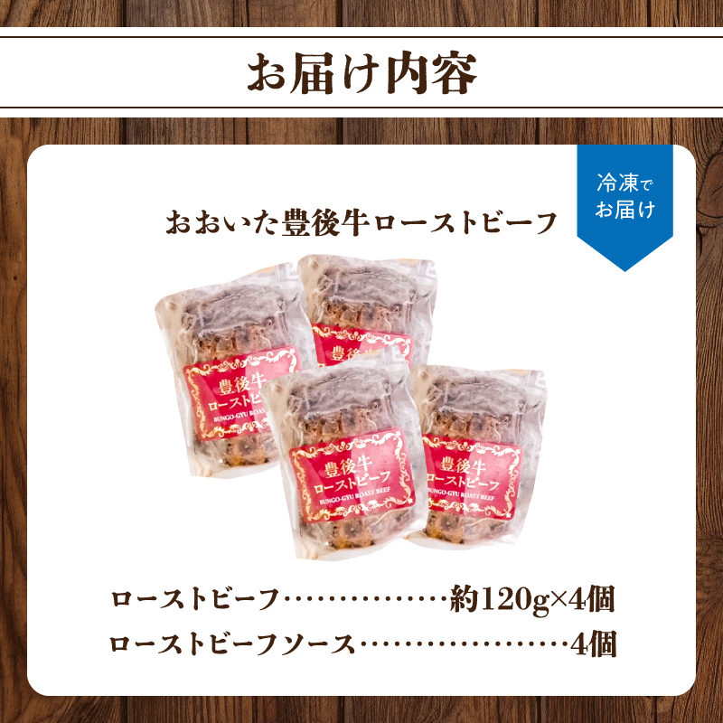 おおいた豊後牛のローストビーフ　4個セット（合計約480ｇ）