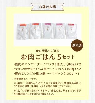 ドッグフード　無添加　お肉ごはん5点セット　【犬の手作りごはん】
