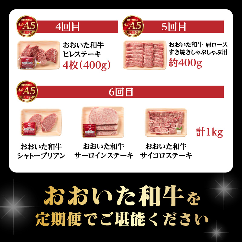 【毎月配送】【おおいた和牛堪能】毎月6回お届け定期便