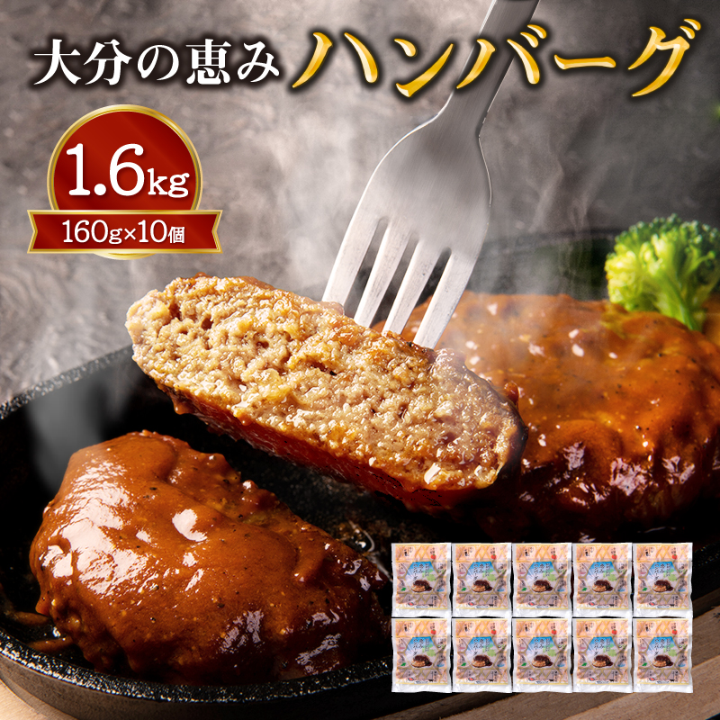 大分の恵みハンバーグ約1.6㎏（約160g×10個）