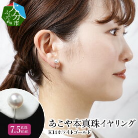 あこや本真珠イヤリング　真珠7.5mm　K14ホワイトゴールド