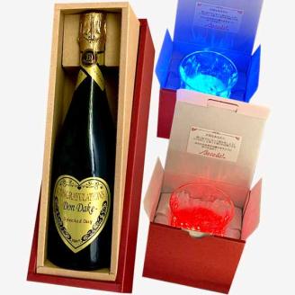 スパークリングワイン(ゴールド)DonDake～1本＆光るグラスBacada!ペアのセット