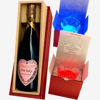 スパークリングワイン(ピンク)DonDake～1本＆光るグラスBacada!ペアのセット