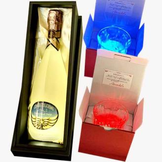 光るスパークリングワイン BigDipperルミナス LEDリモコン付き＆光るグラスペアのセット