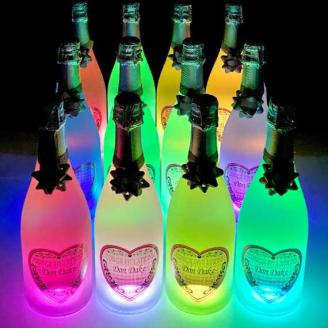 光るスパークリングワインDonDake～12本＆光るグラスBacada! 12個セット