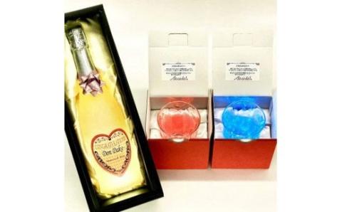 光るスパークリングワインDonDake〜1本＆光るグラスペアのセット(ギフトBOX付)