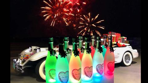 光るスパークリングワインDonDake～12本＆光るグラスBacada! 12個セット