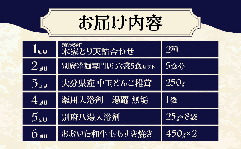 【定期便】【数量限定】別府市 満喫 定期便 (6回)