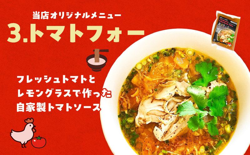 【おうちで本格ベトナム料理】3種類セット チキンフォーとトマトチキンフォーとサッチャムチキンカレー（3食分）