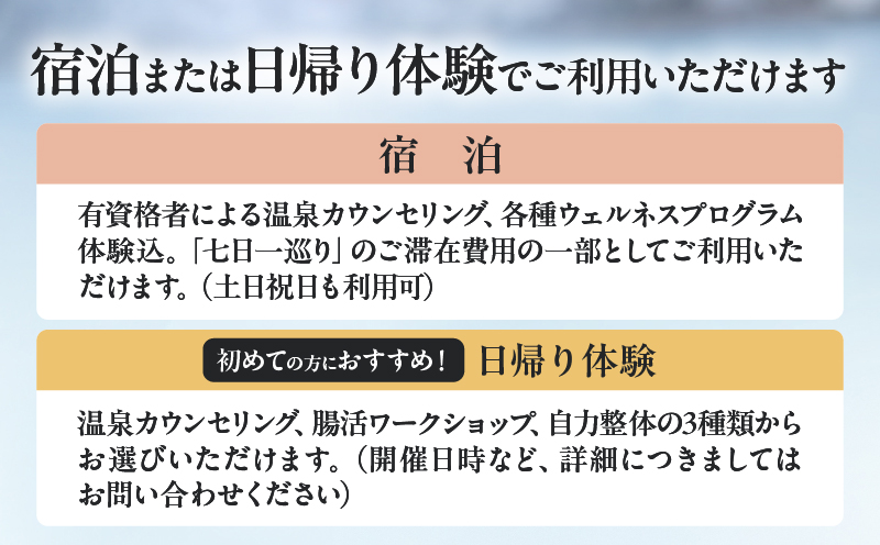 【宿泊・日帰り体験に使えるギフトチケット】七日一巡り/湯治リトリート【10,000円】 ギフト券：10,000円分