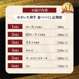 【定期便A】ホテルクオリティおおいた和牛 食べつくしセット（6回）