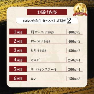 【定期便E】ホテルクオリティ　おおいた和牛 食べつくしセット2（６回）_B028-014