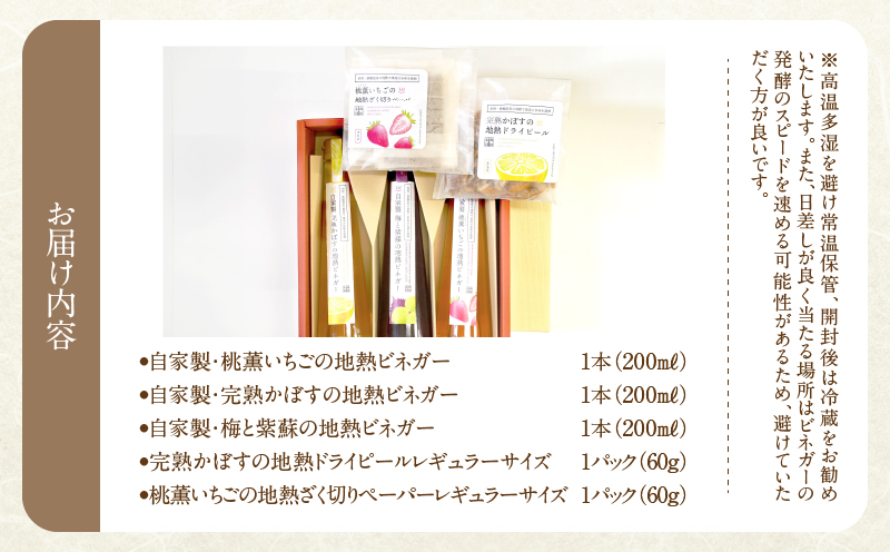 別府鉄輪 地熱ビネガー3種とセミドライフルーツ2種セット_B009-002