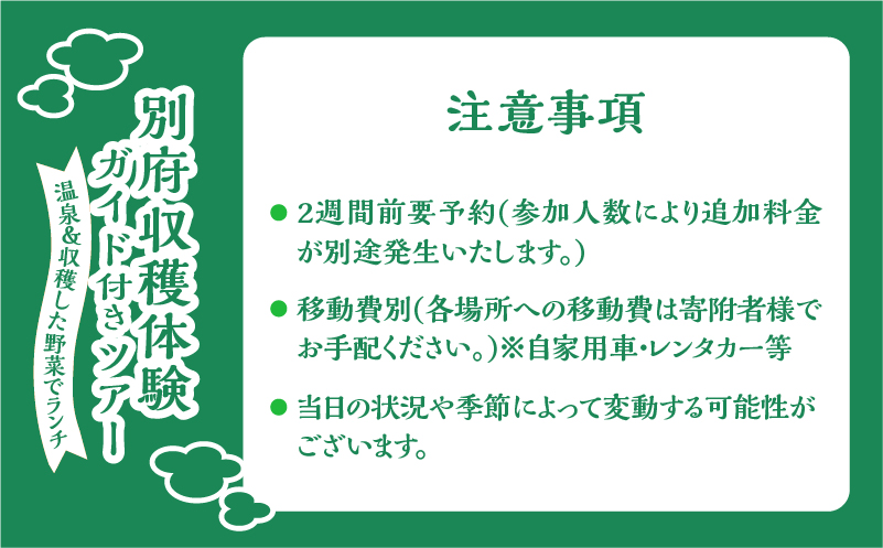 別府 収穫体験ガイド付きツアー