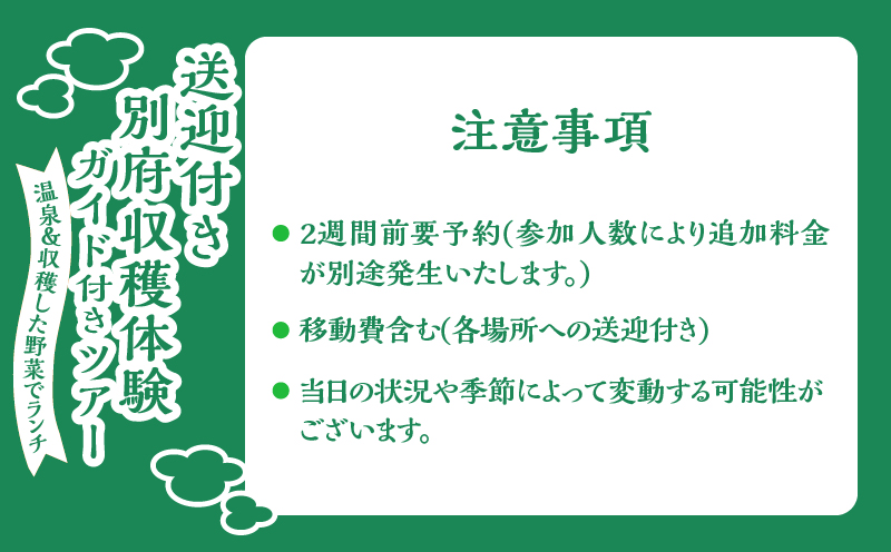 別府 収穫体験ガイド付きツアー(送迎付き)
