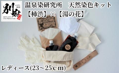 温泉染研究所 天然染色キット 【柿渋】×【湯の花】『レディース靴下セット(23～25cm)』