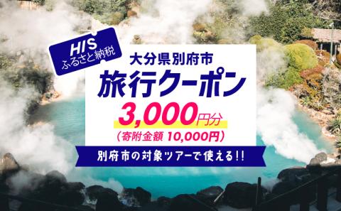 【3,000円分】大分県別府市の対象ツアーに使えるHISふるさと納税クーポン 寄附額10,000円