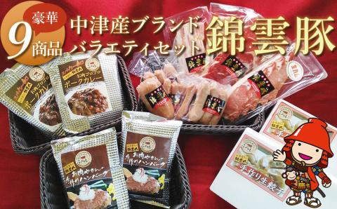 お米育ちの錦雲豚バラエティギフト ハム類・餃子・ハンバーグ・カレー セット | ブランド豚 惣菜 九州産 大分県産 国産 冷凍 送料無料