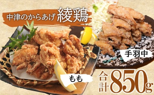 中津のからあげ 綾鶏 もも500g ・手羽中350g (合計850g) | お肉 肉 おにく にく 鶏肉 鶏 もも モモ モモ肉 家庭調理 中津からあげ 唐揚げ からあげ から揚げ 弁当 おかず お惣菜 おつまみ 大分県 中津市