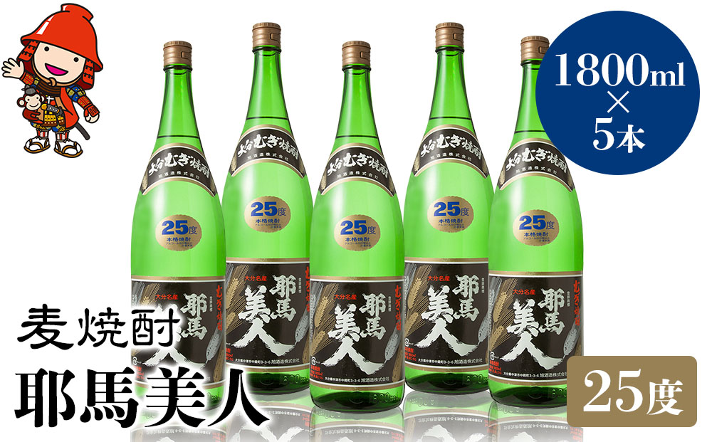 麦焼酎 耶馬美人 25度 1,800ml×5本 | 大分県中津市の地酒 焼酎 酒 アルコール 大分県産 九州産 中津市 国産 送料無料