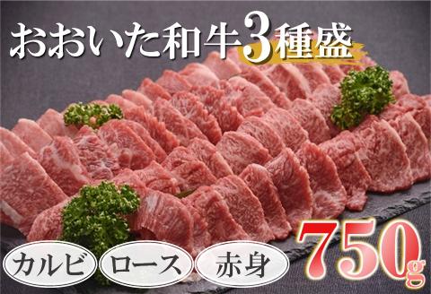 おおいた和牛3種盛(カルビ・ロース・赤身各250g 小分け 牛肉 和牛 豊後牛 焼肉 焼き肉セット 大分県産 中津市