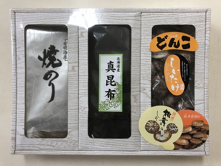 自然の恵み詰合せ 大分産原木どんこ椎茸80g・北海道真昆布80g・有明産焼きのり2袋 乾燥椎茸 干し椎茸 乾し 原木椎茸 しいたけ シイタケ 大分県産 九州 産地直送 中津市