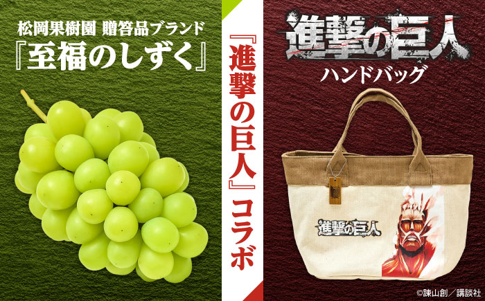 【先行予約・26年9月以降発送】 進撃のシャインマスカット 1房 約700g ハンドバッグ付（超大型巨人） ぶどう 日田市 / 松岡果樹園 [AREJ002]