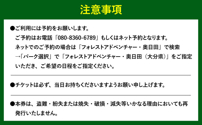 アドベンチャーコース体験チケット1名様 日田市 / 株式会社ファンカンパニー（ﾌｫﾚｽﾄｱﾄﾞﾍﾞﾝﾁｬｰ奥日田） [ARCI001]