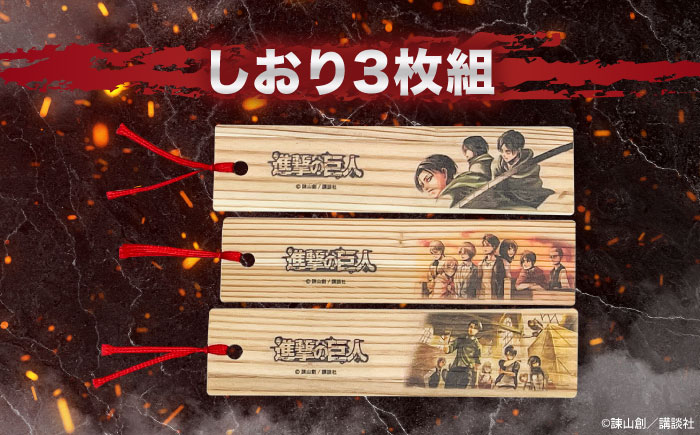「進撃の巨人」選べる日田杉定規(1点)＆しおり(3枚組)セット　日田市 / 株式会社トライ・ウッド 文房具 アニメ キャラクターグッズ [ARCN009]