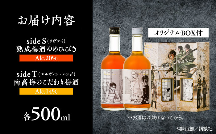 描き下ろし原画ラベル「進撃の巨人」梅酒-Bande- 500ml×2(化粧箱入)　日田市 / 株式会社おおやま夢工房 梅酒 本格梅酒 梅 [ARCW014]