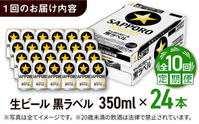 【全10回定期便】サッポロ生ビール 黒ラベル 350ml×24缶　合計240缶 日田市 / 株式会社綾部商店 [ARDC074] 【全10回定期便】