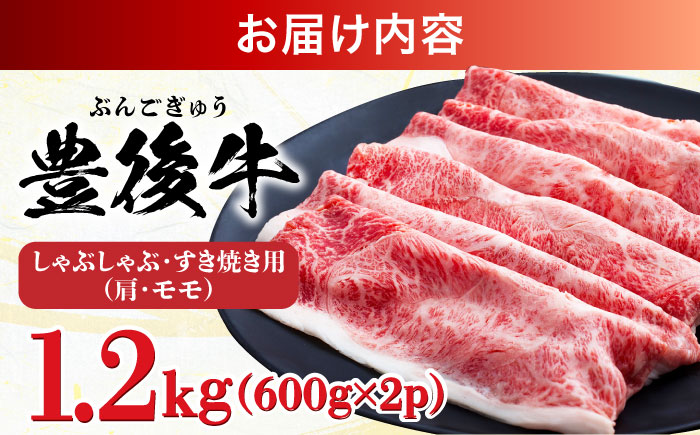 【訳あり】おおいた豊後牛 赤身霜降り しゃぶしゃぶすき焼き用（肩・モモ）1.2kg(600g×2P) 日田市 / 株式会社MEAT PLUS　牛 うし 黒毛和牛 和牛 豊後牛 [AREI037] 【単品】1.2kg(600g×2)
