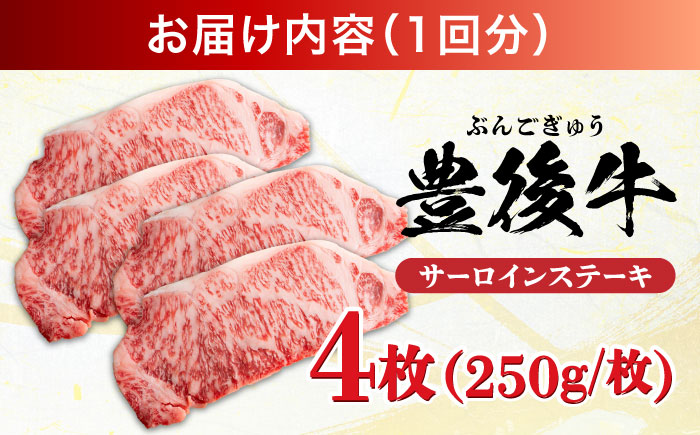 【全12回定期便】おおいた豊後牛 サーロインステーキ 1kg (250g×4枚) 日田市 / 株式会社MEAT PLUS　肉 牛肉 和牛 [AREI061] 【全12回定期便】