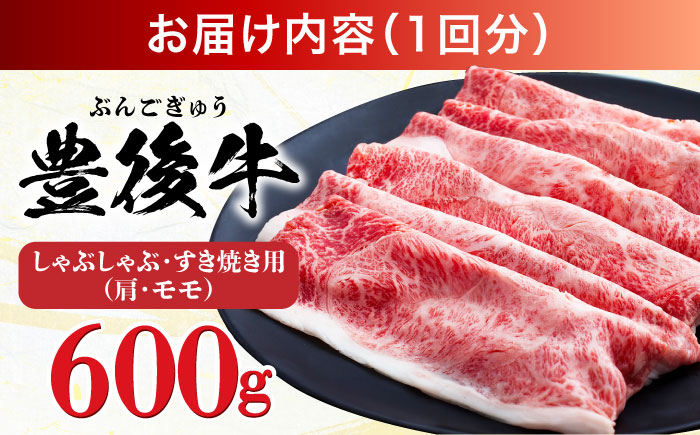 【全3回定期便】【訳あり】おおいた豊後牛 赤身霜降り しゃぶしゃぶすき焼き用（肩・モモ）600g 日田市 / 株式会社MEAT PLUS　牛 うし 黒毛和牛 和牛 豊後牛 [AREI140] 【全3回定期便】