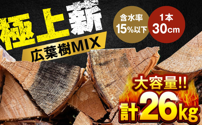 【★26年2月以降発送】人工乾燥薪 広葉樹MIX 計26kg（約13kg×2箱） 薪 日田市 / 株式会社日田中央木材市場 [ARCK001]