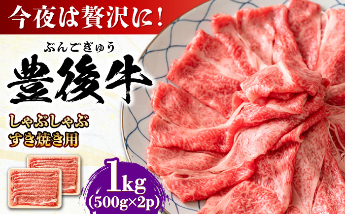 おおいた豊後牛 しゃぶしゃぶすき焼き用（肩ロース・肩バラ・モモ）1kg(500g×2) 日田市 / 株式会社MEAT PLUS　 牛 和牛 [AREI013] 【単品】1kg(500g×2)