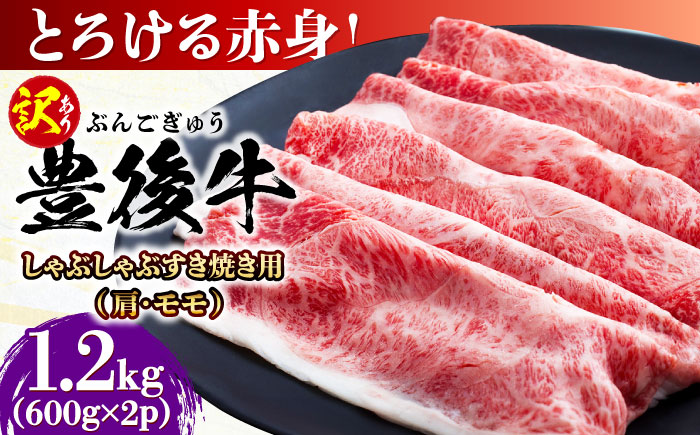 【訳あり】おおいた豊後牛 赤身霜降り しゃぶしゃぶすき焼き用（肩・モモ）1.2kg(600g×2P) 日田市 / 株式会社MEAT PLUS　牛 うし 黒毛和牛 和牛 豊後牛 [AREI037] 【単品】1.2kg(600g×2)